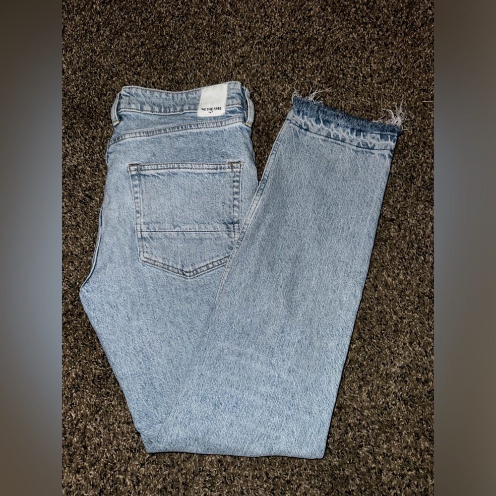 Free People Frayed Light Wash Jeans